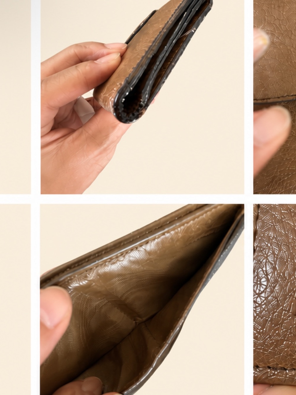 Prada Soft Leather Bifold Compact brown Wallet with Gold Logo - Picture 3 of 8